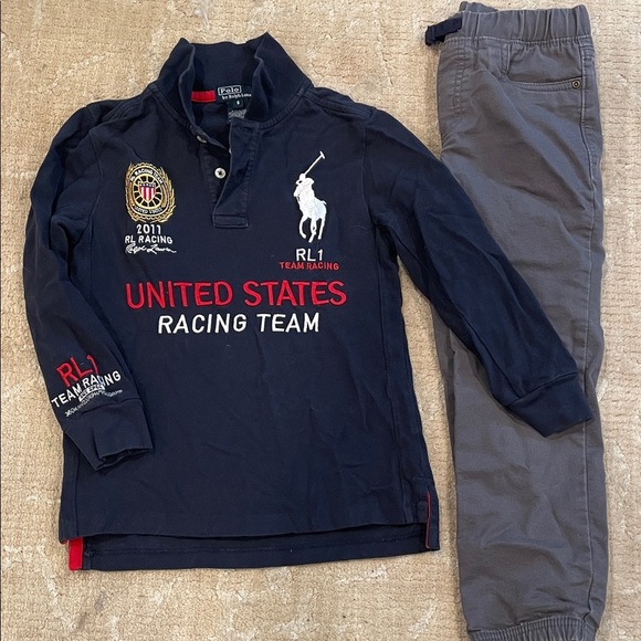 Polo Ralph Lauren Other - Polo by Ralph Lauren Kids Navy Racing Team Polo Shirt Top 6 and Carters 6 Pants